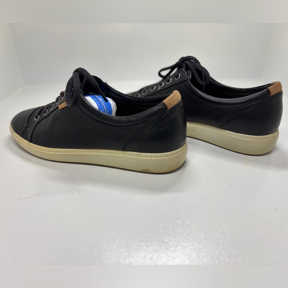 Ecco Soft 7 Black Leather Sneakers Women’s 9 Lace Up Comfort Casual Shoes - Picture 6 of 10